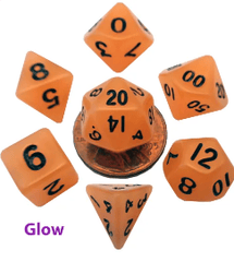 FanRoll Dice (MDG): 7 Set Polyhedral 10mm Mini Glow-in-the-Dark Orange 4304